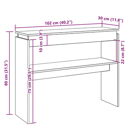 Wandtafel 80x30x102 cm bewerkt hout oud houtkleurig