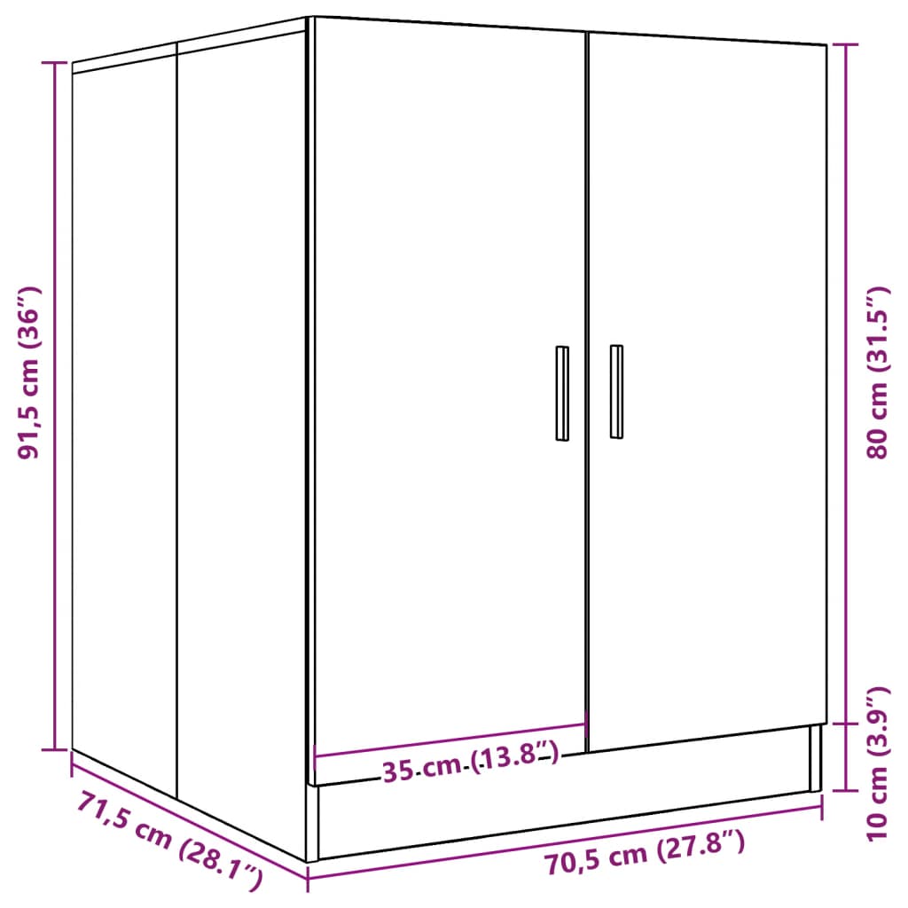 Wasmachinekast 70,5x71,5x91,5 cm betongrijs