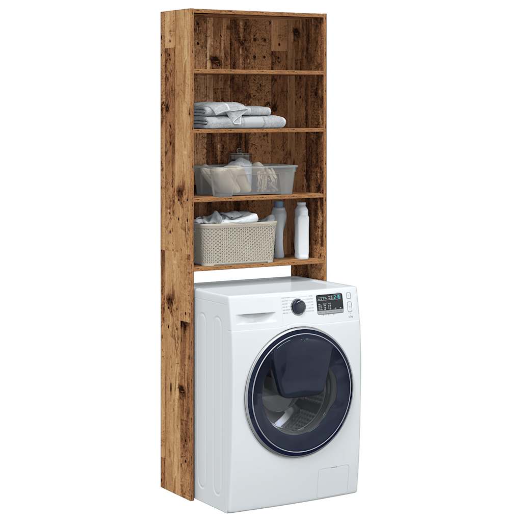 Wasmachinekast 64x24x190 cm oud houtkleurig