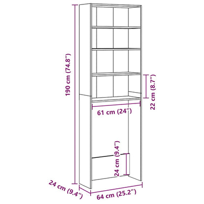 Wasmachinekast 64x24x190 cm artisanaal eikenkleur