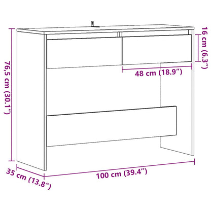 Wandtafel 100x35x76,5 cm bewerkt hout artisanaal eikenkleurig