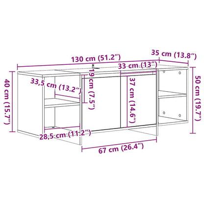 Tv-meubel 130x35x50 cm bewerkt hout oud houtkleurig