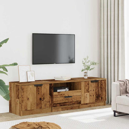 Tv-meubel 140x35x40 cm bewerkt hout oud houtkleurig