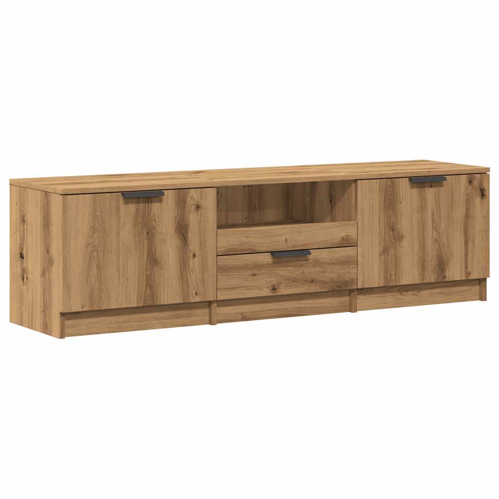 Tv-meubel 140x35x40 cm bewerkt hout artisanaal eikenkleur