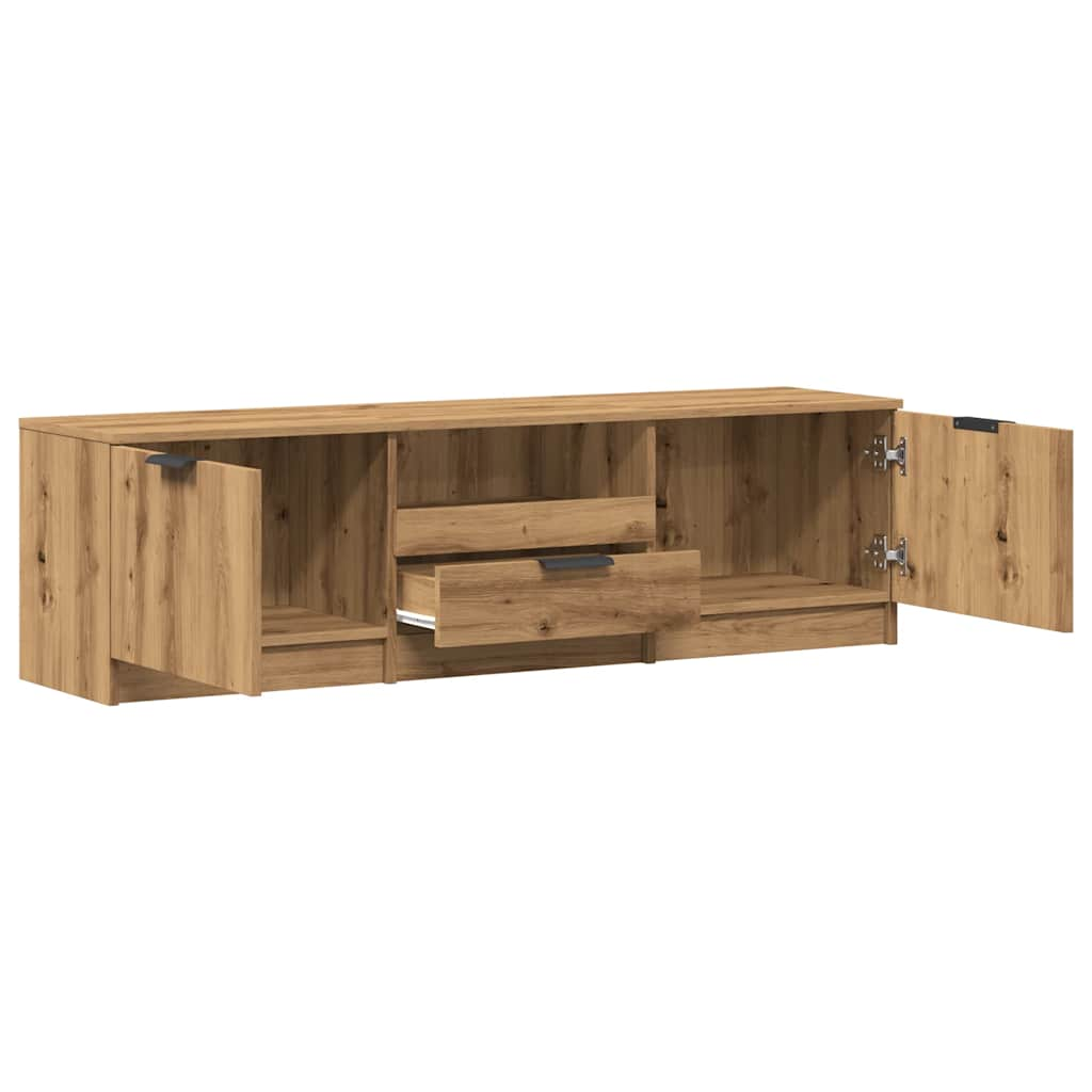 Tv-meubel 140x35x40 cm bewerkt hout artisanaal eikenkleur