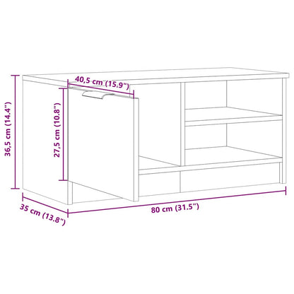 Tv-meubel 80x35x36,5 cm bewerkt hout artisanaal eikenkleur