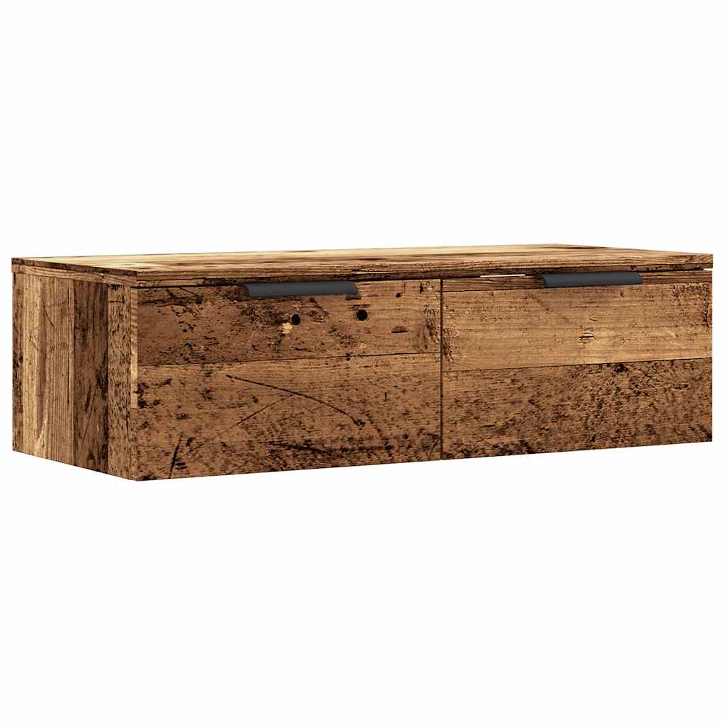 Wandkast 68x30x20 cm bewerkt hout oud houtkleurig