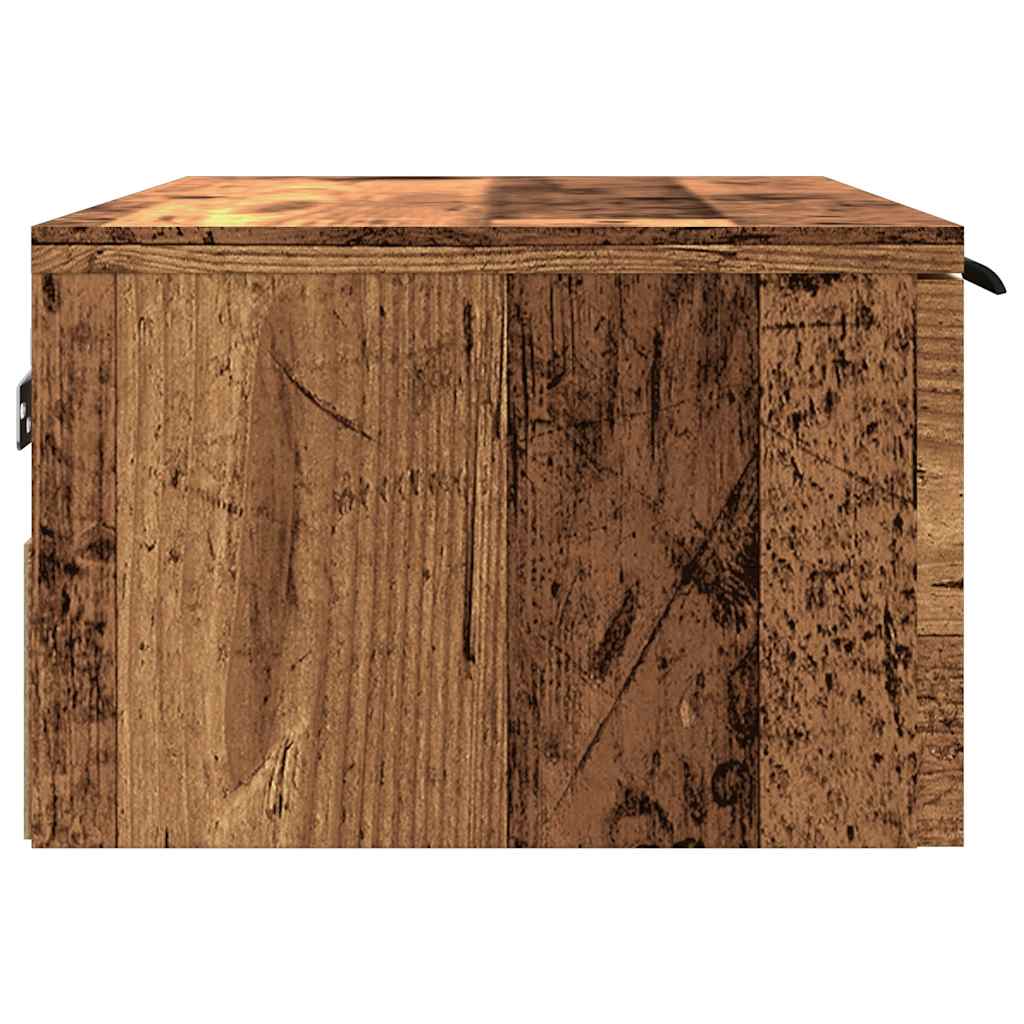 Wandkast 68x30x20 cm bewerkt hout oud houtkleurig