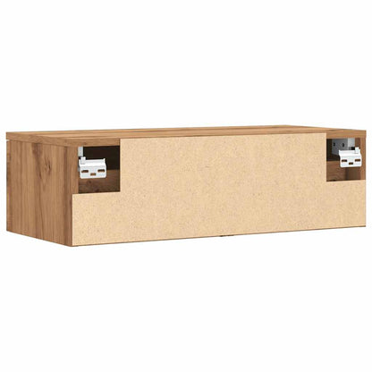 Wandkast 68x30x20 cm bewerkt hout oud houtkleurig