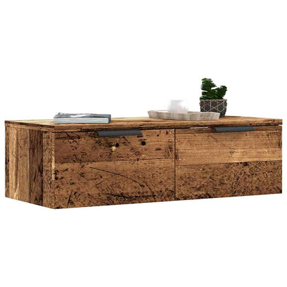 Wandkast 68x30x20 cm bewerkt hout oud houtkleurig