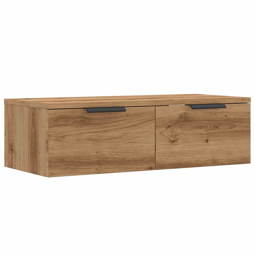 Wandkast 68x30x20 cm bewerkt hout artisanaal eikenkleurig