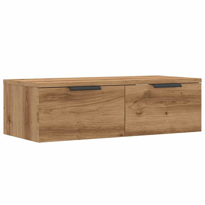 Wandkast 68x30x20 cm bewerkt hout artisanaal eikenkleurig