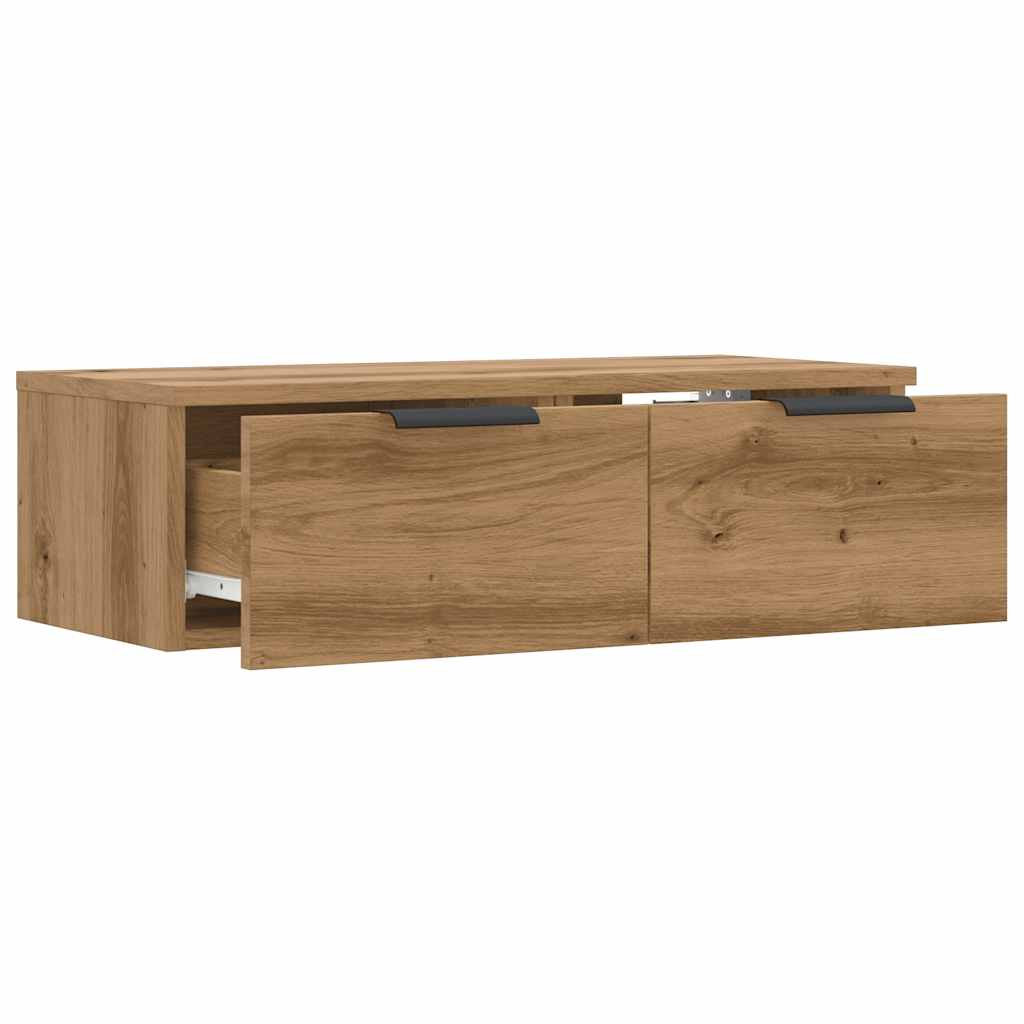 Wandkast 68x30x20 cm bewerkt hout artisanaal eikenkleurig