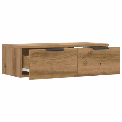 Wandkast 68x30x20 cm bewerkt hout artisanaal eikenkleurig