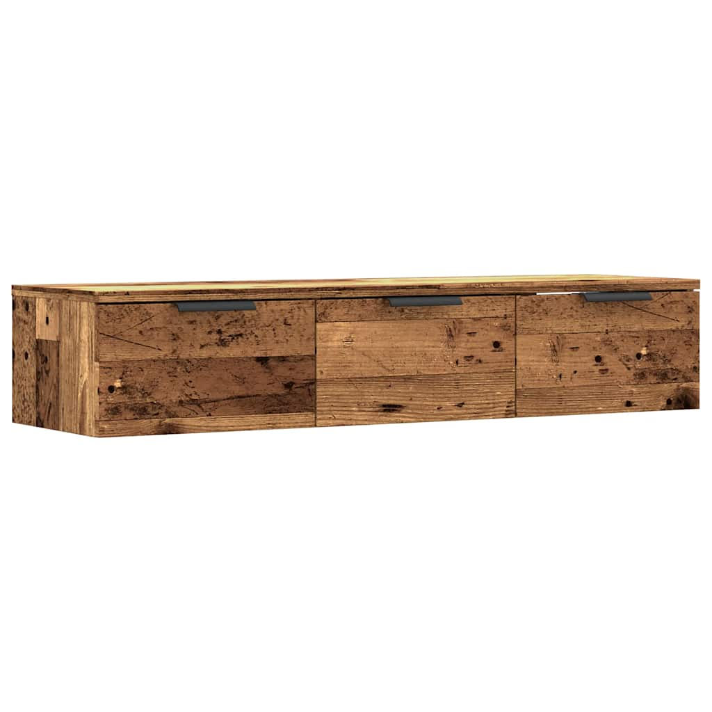 Wandkast 102x30x20 cm bewerkt hout oud houtkleurig