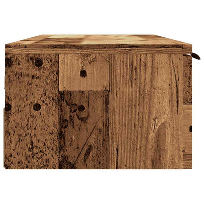 Wandkast 102x30x20 cm bewerkt hout oud houtkleurig