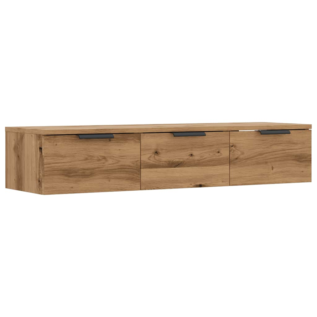 Wandkast 102x30x20 cm bewerkt hout artisanaal eikenkleur