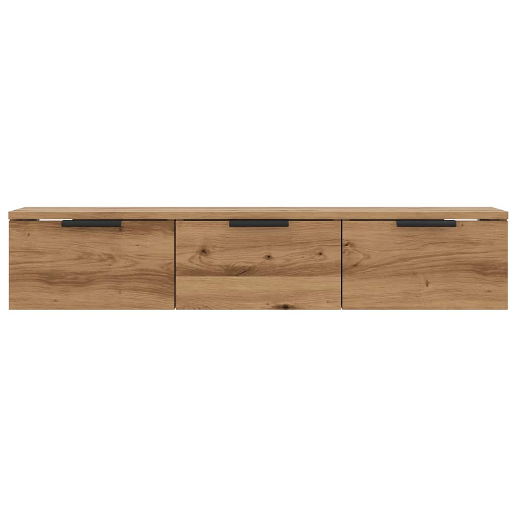 Wandkast 102x30x20 cm bewerkt hout artisanaal eikenkleur