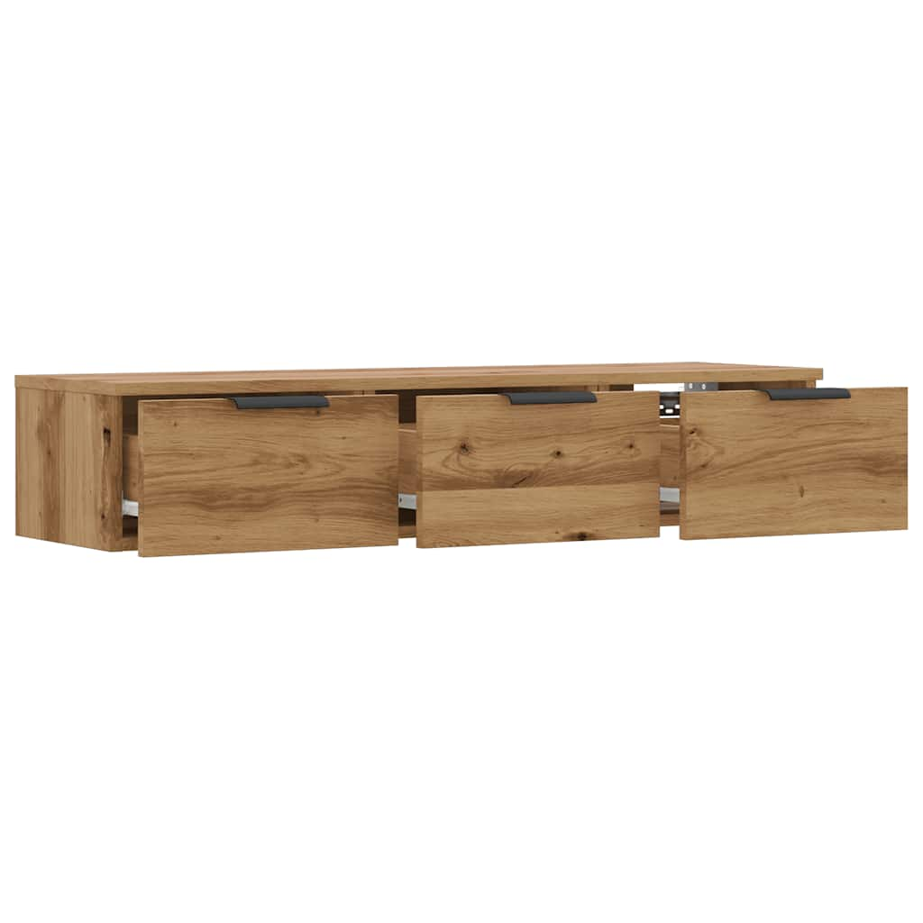 Wandkast 102x30x20 cm bewerkt hout artisanaal eikenkleur