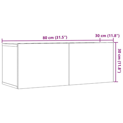 Tv-meubels 2 st wandgemonteerd 80x30x30 cm oud houtkleurig