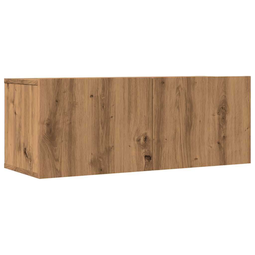 Tv-meubels 2 st wandgemonteerd 80x30x30cm artisanaal eikenkleur