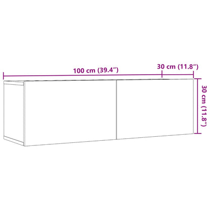 Tv-meubels 2 st wandgemonteerd 100x30x30 cm oud houtkleurig