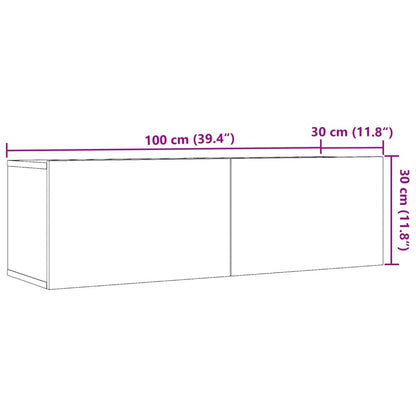 Tv-meubels 2 st wandgemonteerd 100x30x30 cm artisanaal eiken