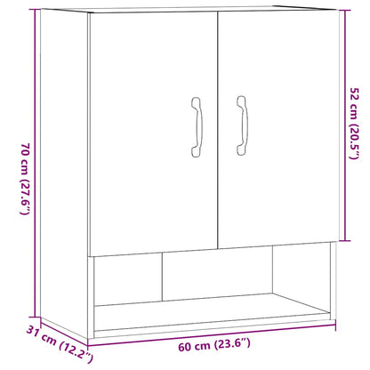 Wandkast 60x31x70 cm bewerkt hout artisanaal eikenkleur