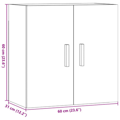 Wandkast 60x31x60 cm bewerkt hout artisanaal eikenkleurig