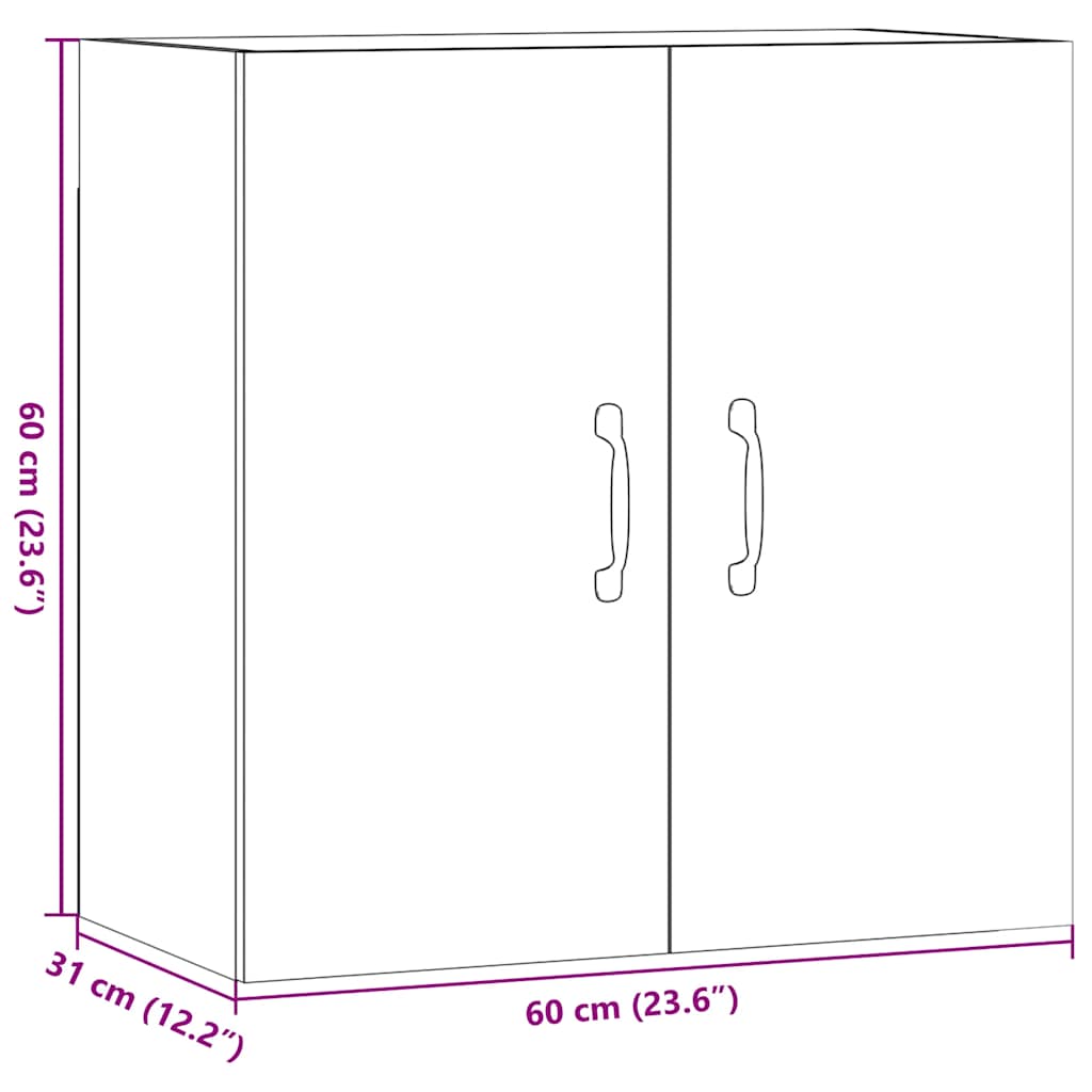 Wandkast 60x31x60 cm bewerkt hout artisanaal eikenkleurig