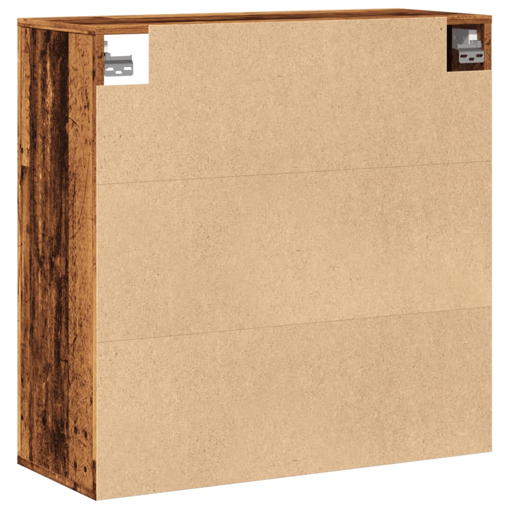 Wandkast 80x33x80 cm bewerkt hout oud houtkleurig