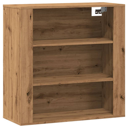 Wandkast 80x33x80 cm bewerkt hout artisanaal eikenkleur