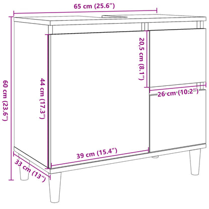 wastafelkast 65x33x60 cm bewerkt hout betongrijs