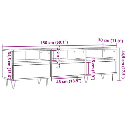 Tv-meubel 150x30x44,5 cm bewerkt hout oud houtkleurig