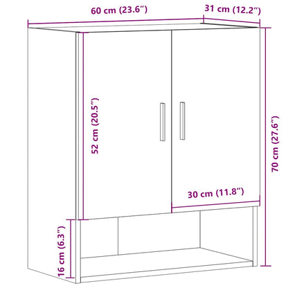 Wandkast 60x31x70 cm bewerkt hout oud houtkleurig