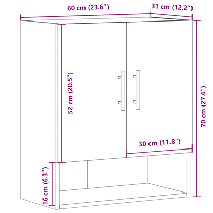 Wandkast 60x31x70 cm bewerkt hout oud houtkleurig