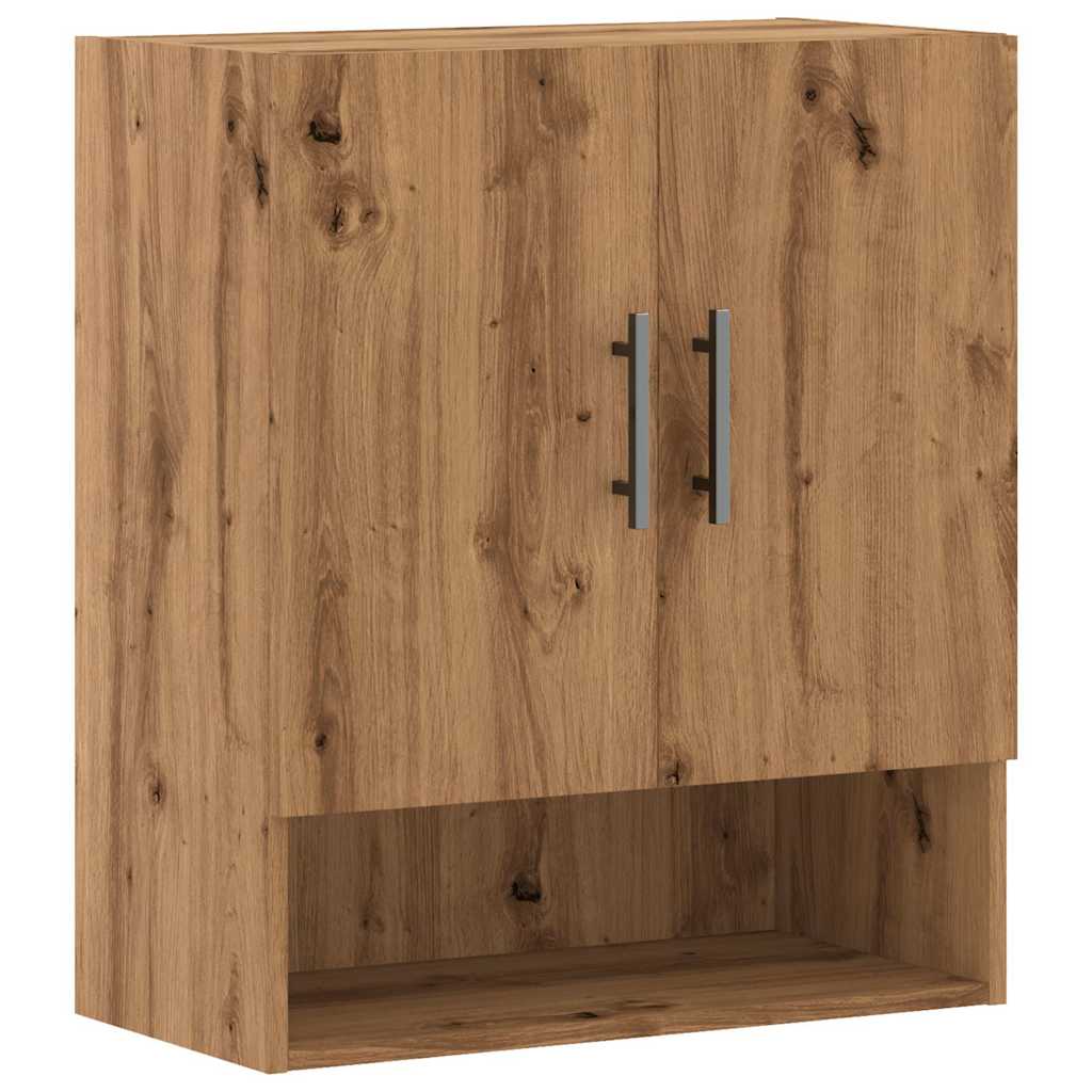 Wandkast 60x31x70 cm bewerkt hout artisanaal eikenkleur