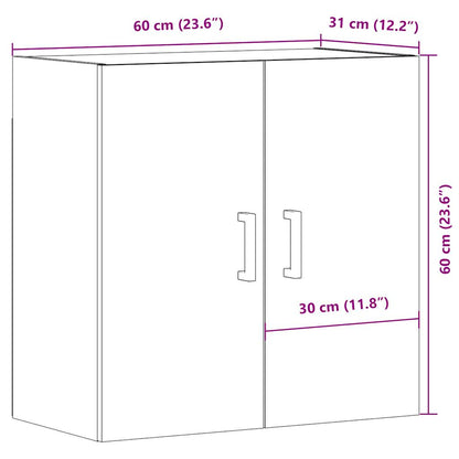 Wandkast 60x31x60 cm bewerkt hout artisanaal eikenkleurig