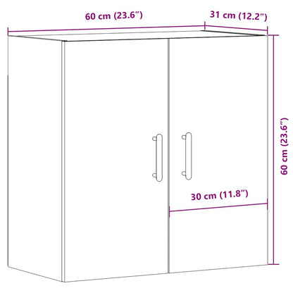 Wandkast 60x31x60 cm bewerkt hout artisanaal eikenkleurig