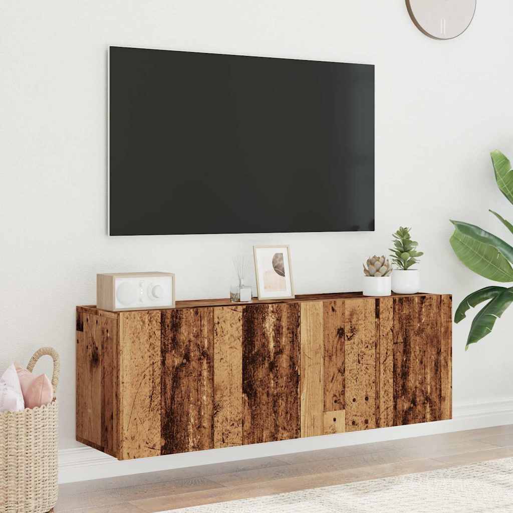 Tv-meubels 2 st wandgemonteerd 60x30x41 cm oud houtkleurig