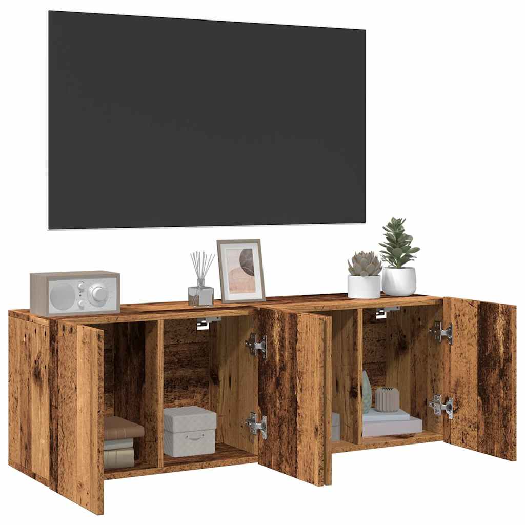 Tv-meubels 2 st wandgemonteerd 60x30x41 cm oud houtkleurig