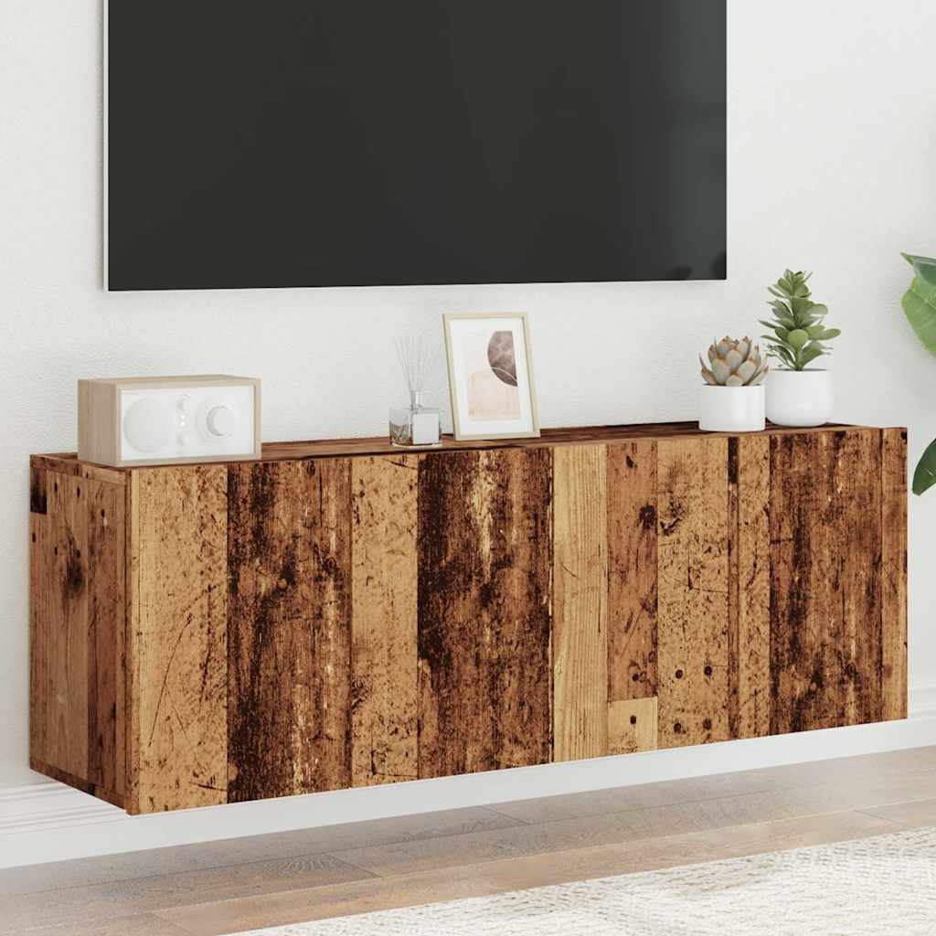 Tv-meubels 2 st wandgemonteerd 60x30x41 cm oud houtkleurig