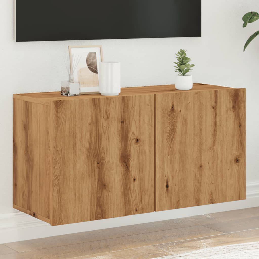 Tv-meubel wandgemonteerd 80x30x41 cm artisanaal eikenkleurig