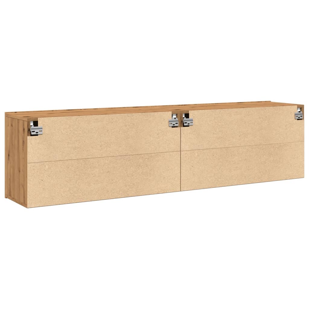 Tv-meubels 2 st wandgemonteerd 80x30x41cm artisanaal eikenkleur