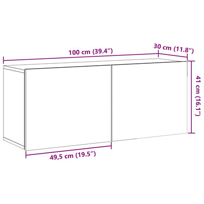 Tv-meubel wandgemonteerd 100x30x41 cm oud houtkleurig