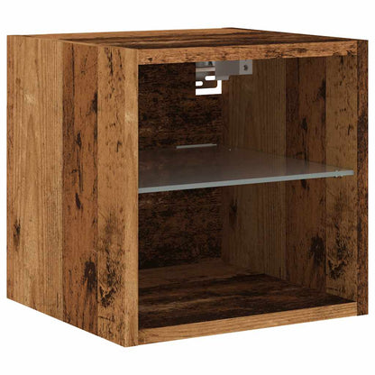 Tv-wandmeubels met LED-verlichting 2 st 30x28,5x30 cm oud hout