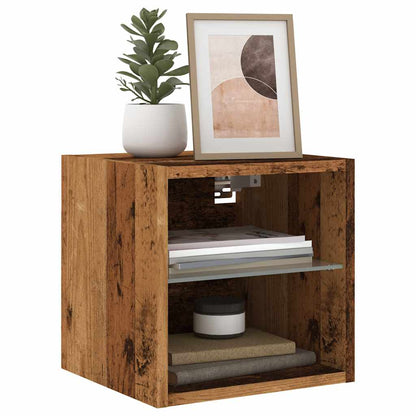 Tv-wandmeubels met LED-verlichting 2 st 30x28,5x30 cm oud hout