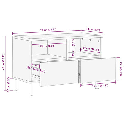 Tv-meubel 70x33x46 cm massief mangohout bruin