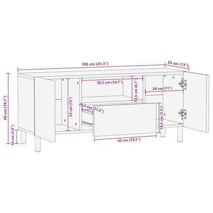 Tv-meubel 105x33x46 cm massief mangohout bruin