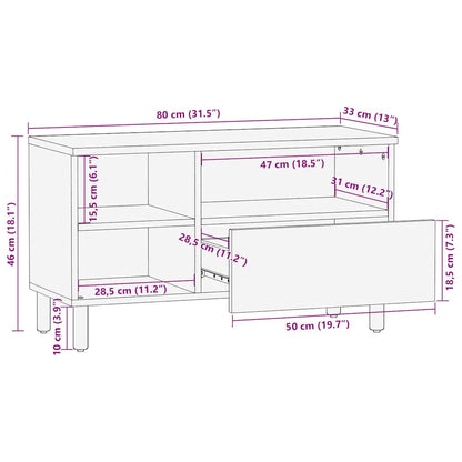 Tv-meubel 80x33x46 cm massief mangohout bruin